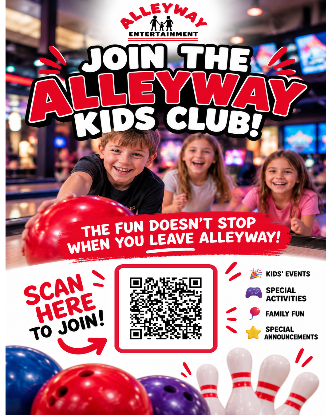 Join the Alleyway Kids Club flyer